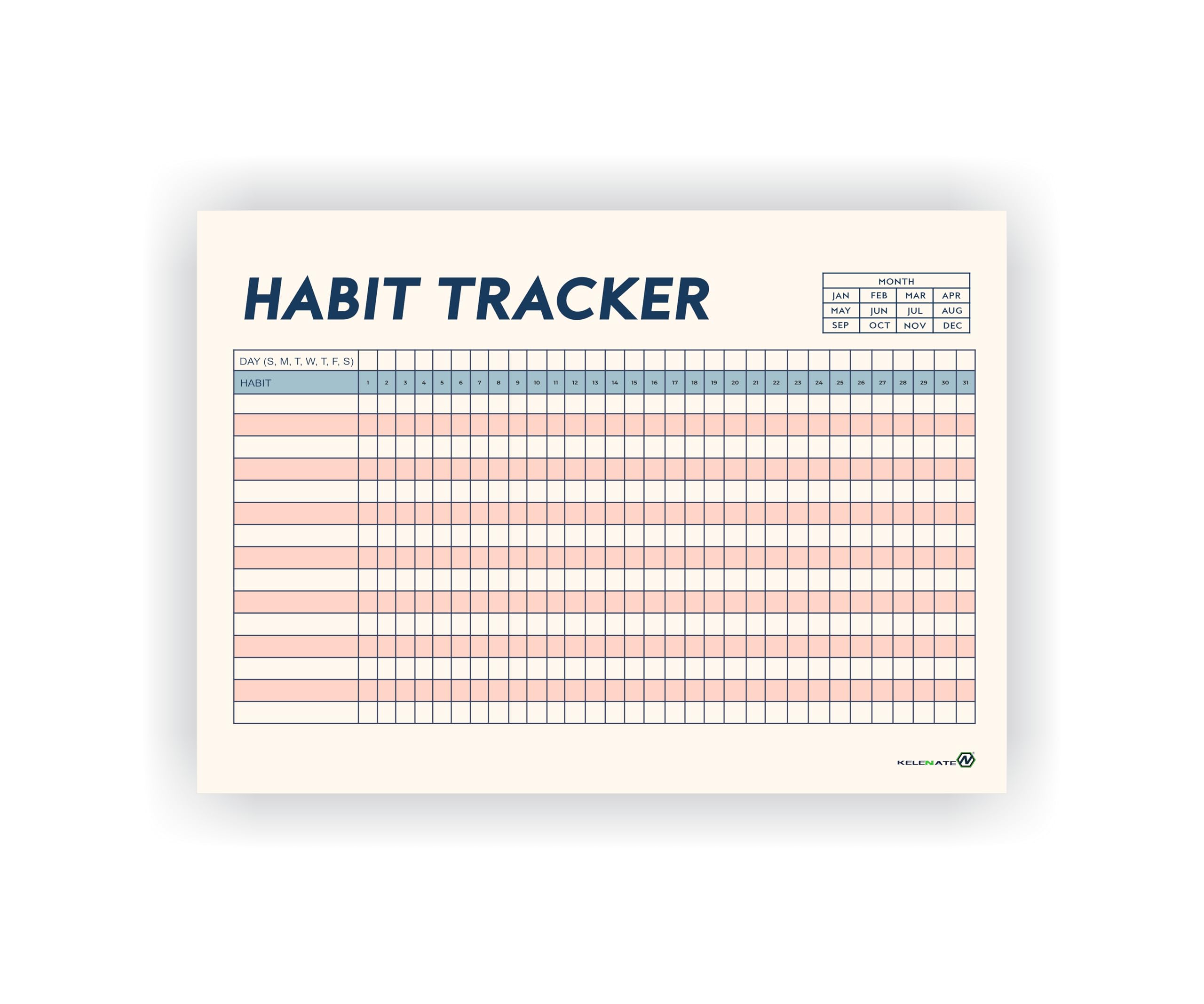 Kelenate® (Rectangle) Habit Tracker Calendar - Inspirational Habit Journal - 12 Sheets Daily Habit Tracker Journal and Goal Board - Motivational Goal Journal - Great Tool For Productivity And Workout (Design-20)-picture-41