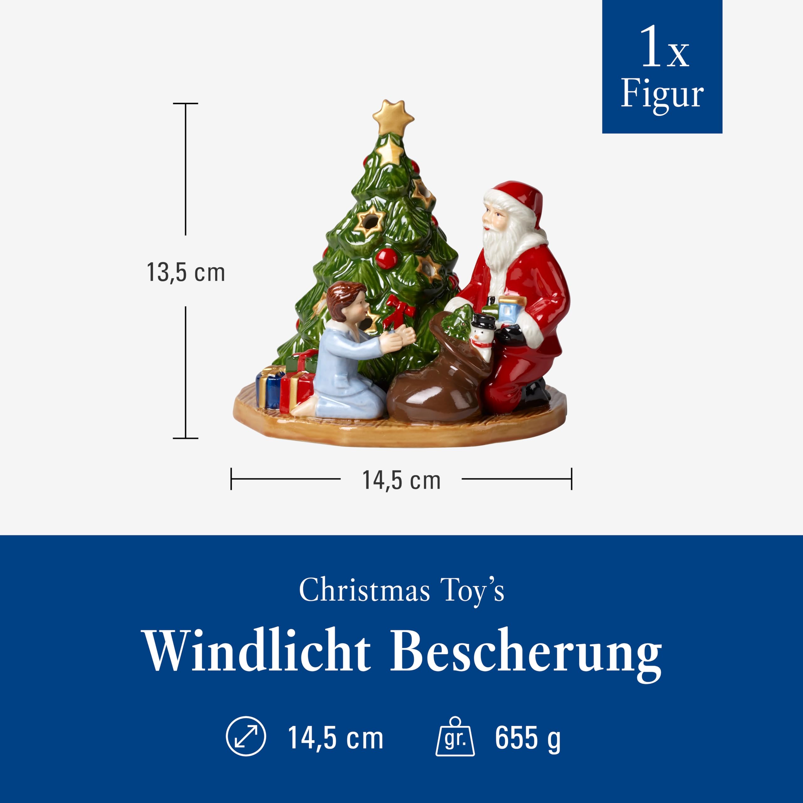 Villeroy & Boch - Christmas Toy's Windlicht Bescherung Bunt, Weihnachtsdekoration, Deko Modern, Dekoration für Wohnzimmer, Flur oder Hauseingang, Dekoartikel Xmas, Weihnachten, Hartporzellan