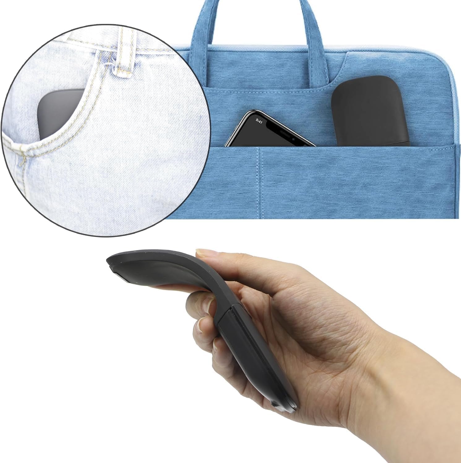 FHD-00001 Arc Touch Mouse, Compatible with Microsoft Surface Arc Mouse FHD-00001 Foldable Portable Mouse Silent Folding Arc for Computer/Mac/OS/Notebook