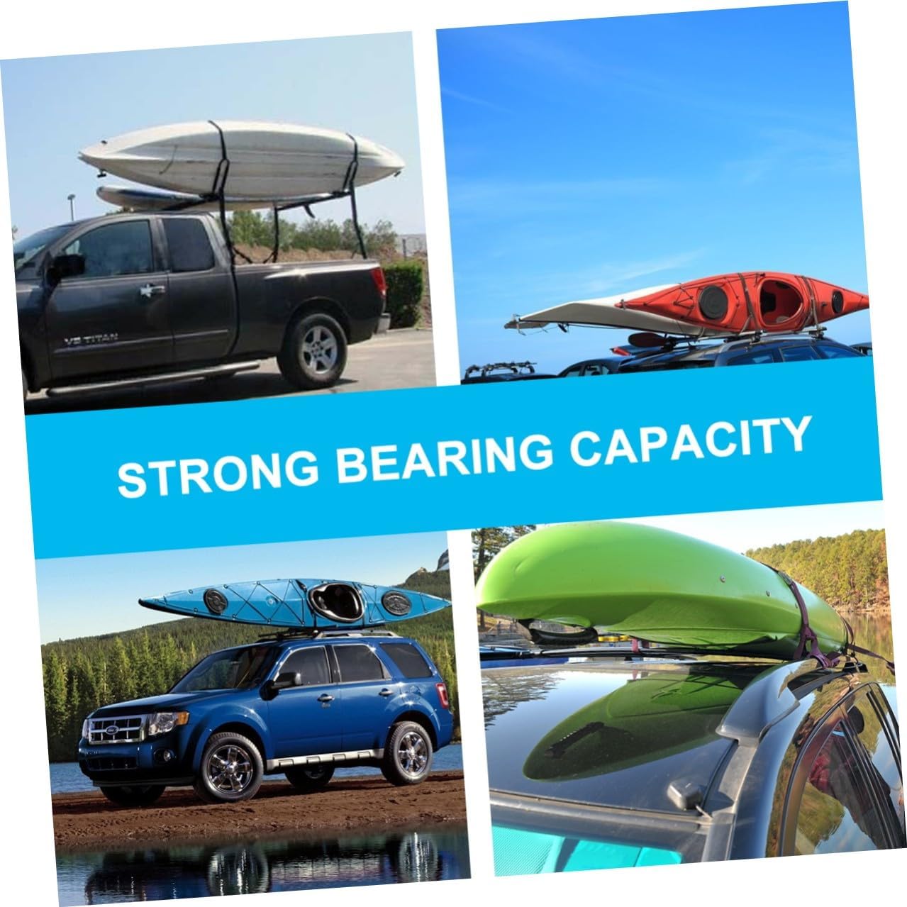 2pcs Kayak Roof Rack for SUV Car Luggage Carrier, Heavy Duty Removable Canoe and Surfboard Crossbar Roof Frame for Outdoor Travel