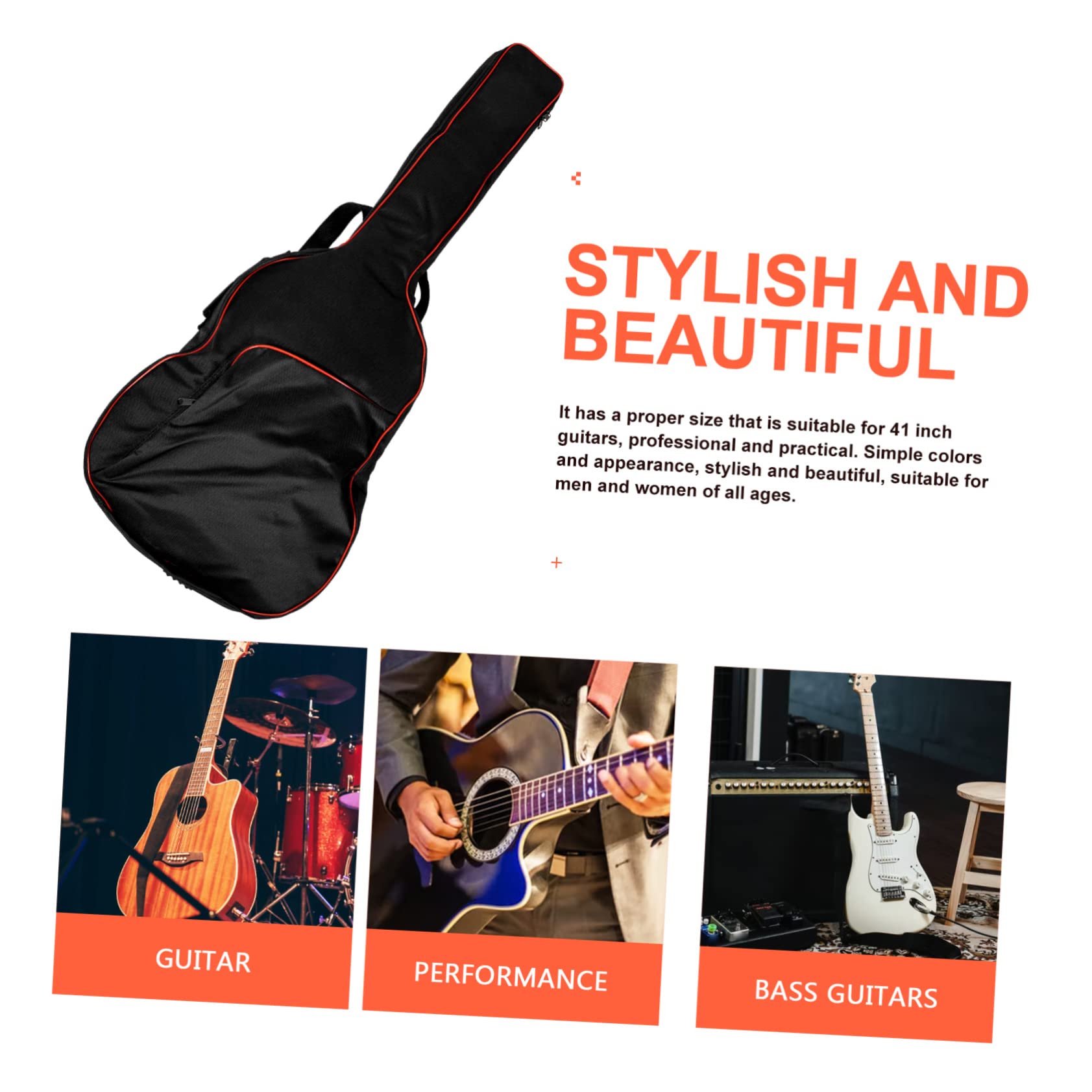 ibasenice Paquet de Transport pour Guitare Acoustique 41 Pouces en Tissu Oxford Étanche Poche Supplémentaire pour Performance en Extérieur