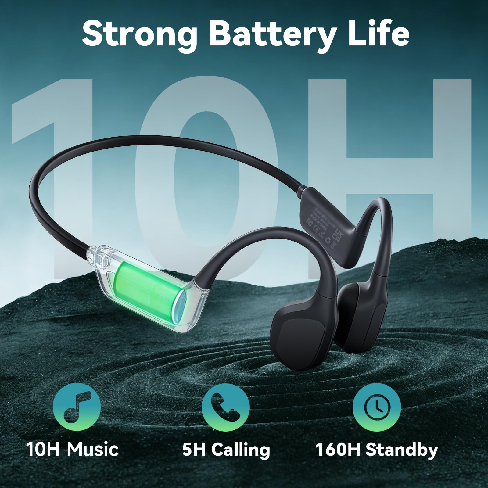 Cuffie da nuoto con suono osseo, Bluetooth 6.0, impermeabili IP68, cuffie sportive con memoria 8G, cuffie aperte con lettore MP3, auricolari subacquei per nuoto, allenamento e corsa