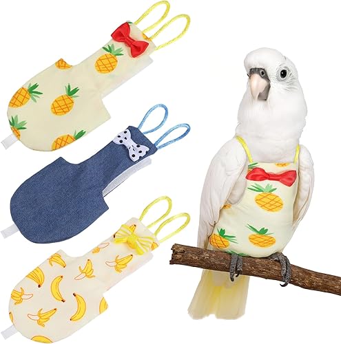 Pañales para pájaros, pañales lavables para pájaros, traje de vuelo reutilizable con interior impermeable para pájaros de mascotas, lindos pañales