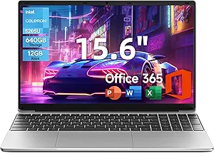 jumper Laptop, 12GB RAM 640GB ROM, Office 365-1 Year 5205U Processor, 15.6 Inch Computer, FHD IPS Screen, 38Wh Battery, 2 Stereo Speakers, USB3.0 * 2, HDMI.