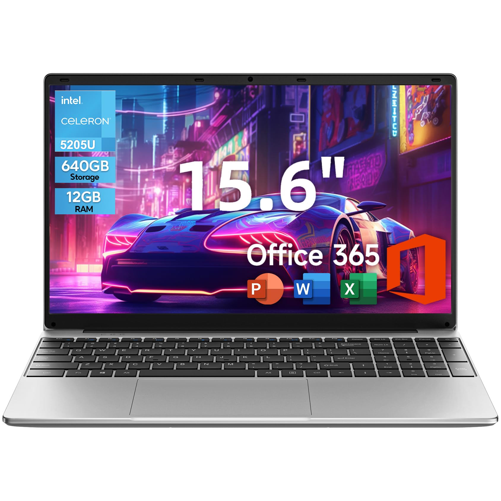 jumper Laptop, 12GB RAM 640GB ROM, Office 365-1 Year 5205U Processor, 15.6 Inch Computer, FHD IPS Screen, 38Wh Battery, 2 Stereo Speakers, USB3.0 * 2, HDMI.