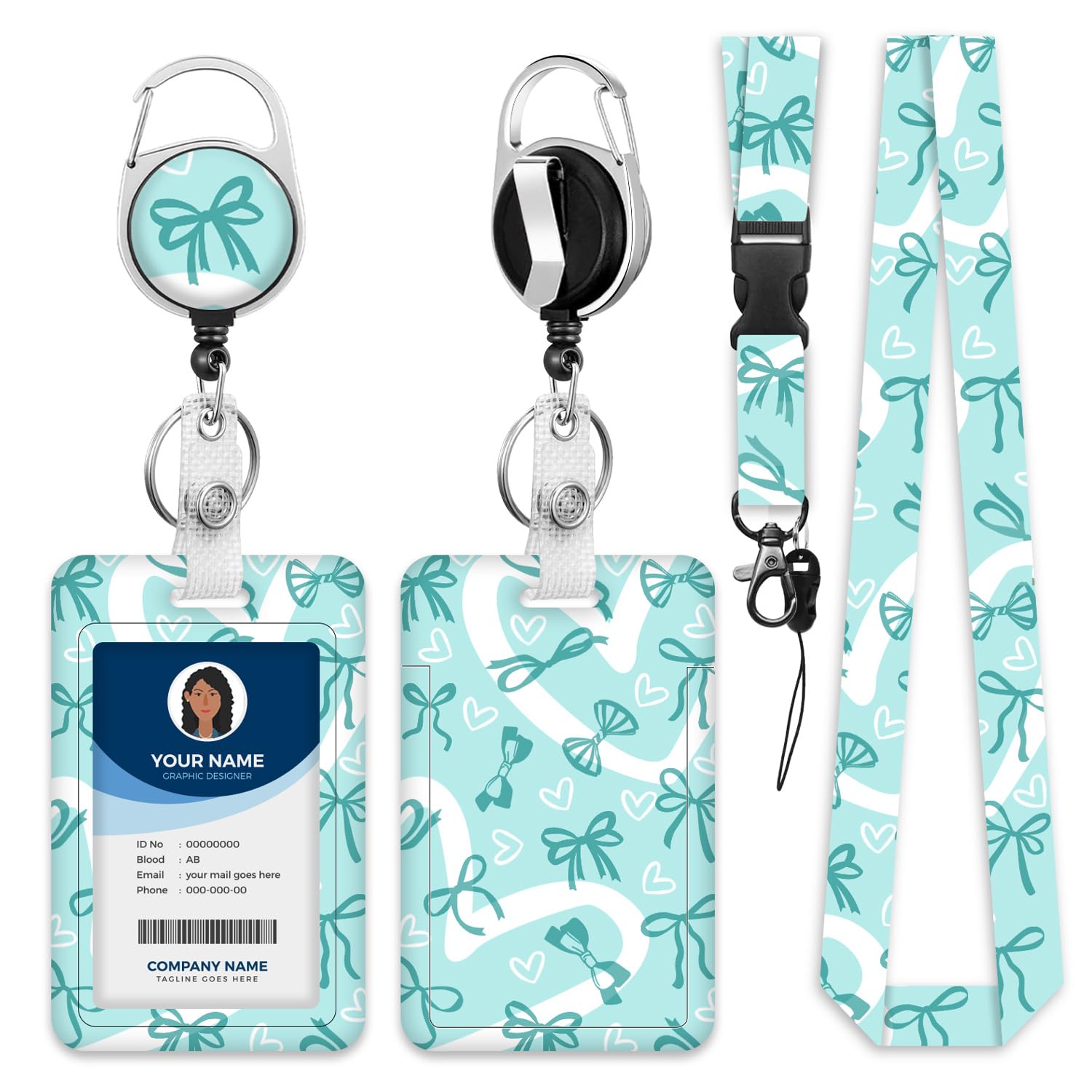Lanyards for ID Badge Holder for Women Cute, Teacher Lanyard with ID Holder Clip,Retractable Keychain Badge Reel Heavy Duty, Teacher Nurse Work Office