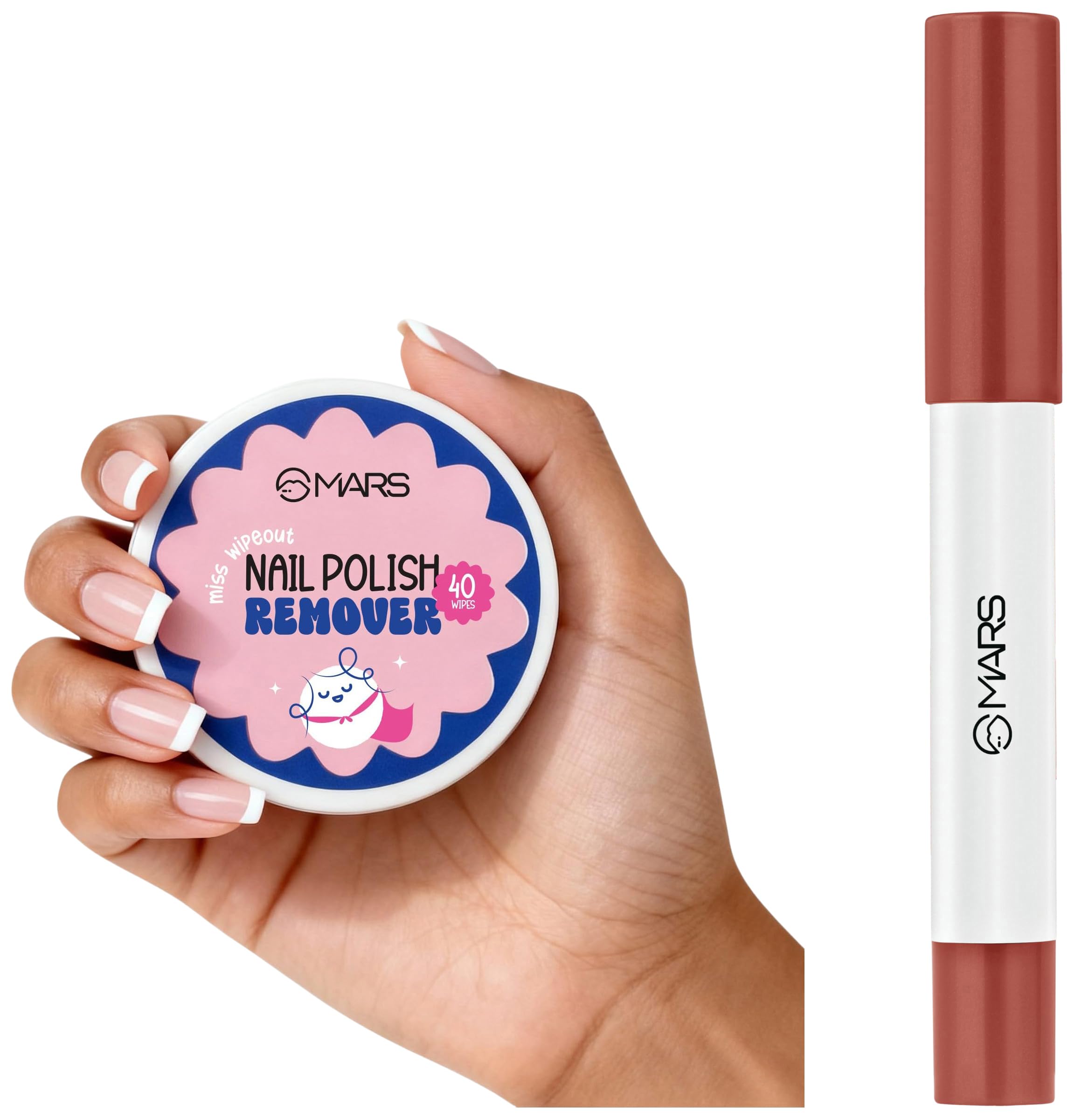MARS Miss Wipe Out Nail Polish Remover Wipes (40 Wipes) Gentle & Travel-Friendly Cloud Kiss Soft-Matte Lip Crayon (1.8gm) Full Coverage | Non Drying-picture-42