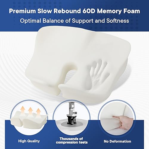 Miniatura 4 de Cojín de asiento para silla de oficina, mejora la postura de la ciática, alivio del dolor de espalda y coxis, cojín de asiento de automóvil, soporte