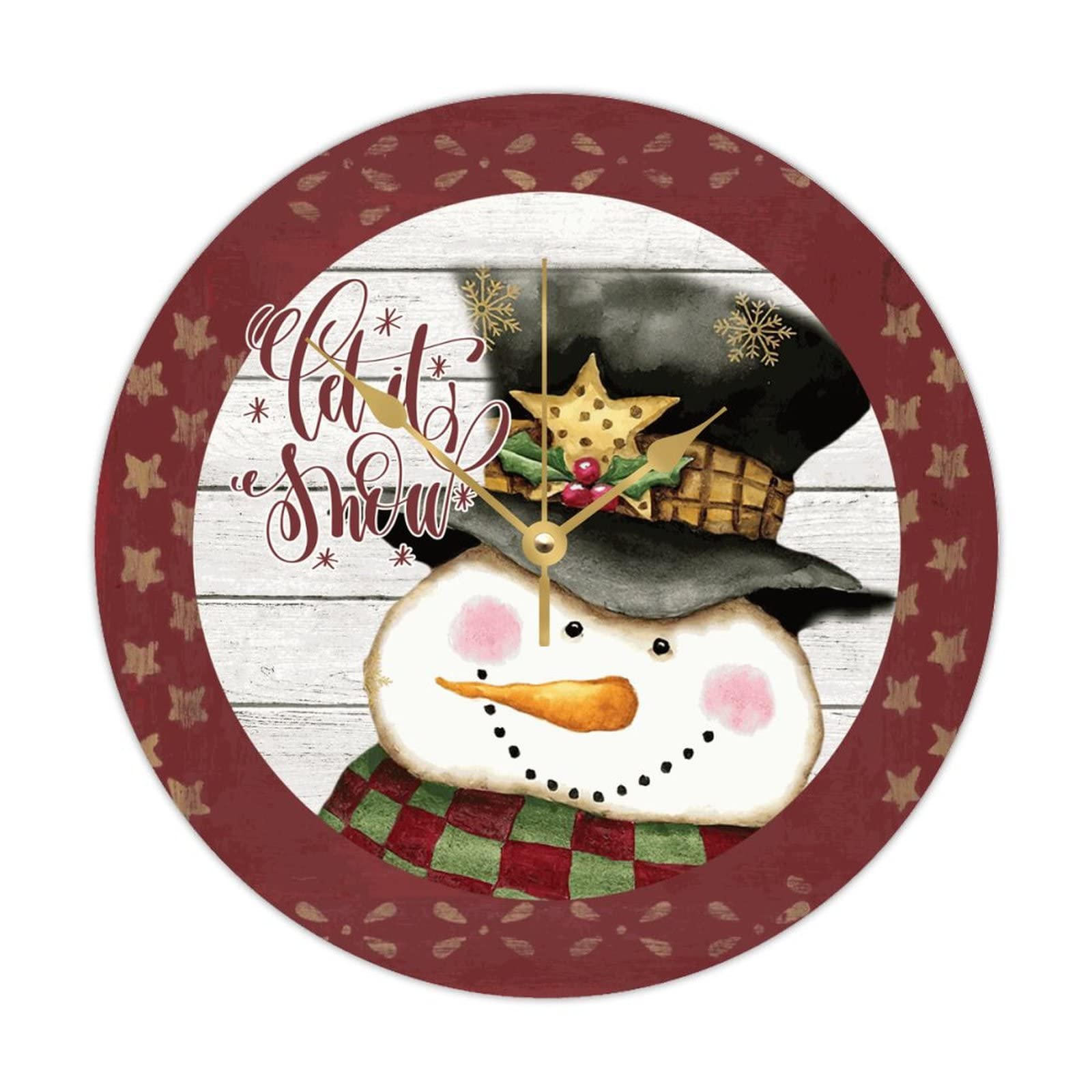 Horloge murale rustique en bois Let It Snow cadeau idéal crémaillère