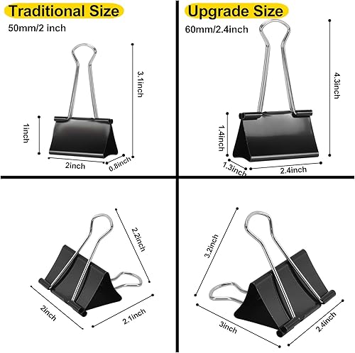 Miniatura 2 de Ufmarine Clips de carpeta extra grandes de 2.4 pulgadas de largo, clips de carpeta jumbo para oficina (8 piezas)