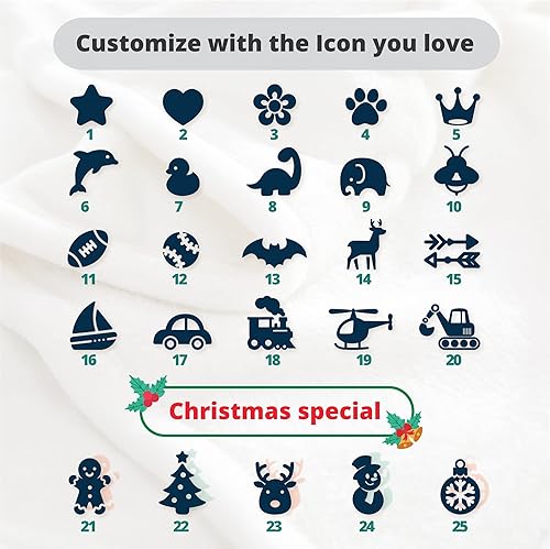 Miniatura 2 de Mantas de bebé personalizadas con iconos de Navidad personalizados, manta de bebé personalizada con nombre para niñas y niños, mantas de bebé