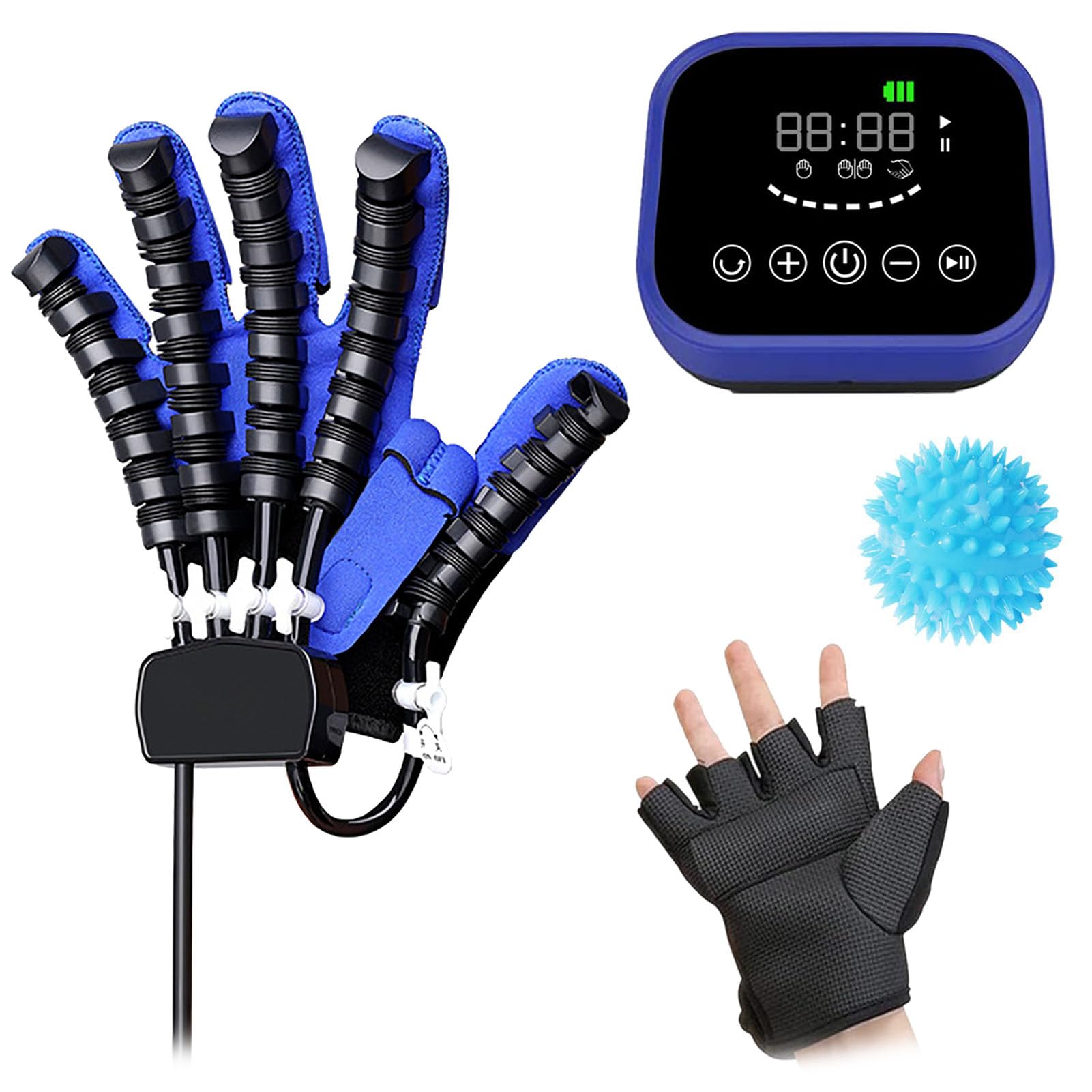 Rękawice Robota Rehabilitacyjnego, Sprzęt Do Regeneracji Palców I Dłoni, Orteza Palców, Do Długotrwałego łagodzenia Dysfunkcji Dłoni(Size:L,Color:Niebieska lewa ręka)