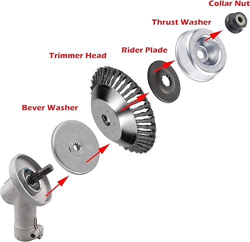 Miniatura 5 de Latuwa Kit de adaptador de cabeza de engranaje de cabeza de alambre de acero trenzado de 6 pulgadas para Stihl FR130 FR220 FR450 FR85 FS100 FS110