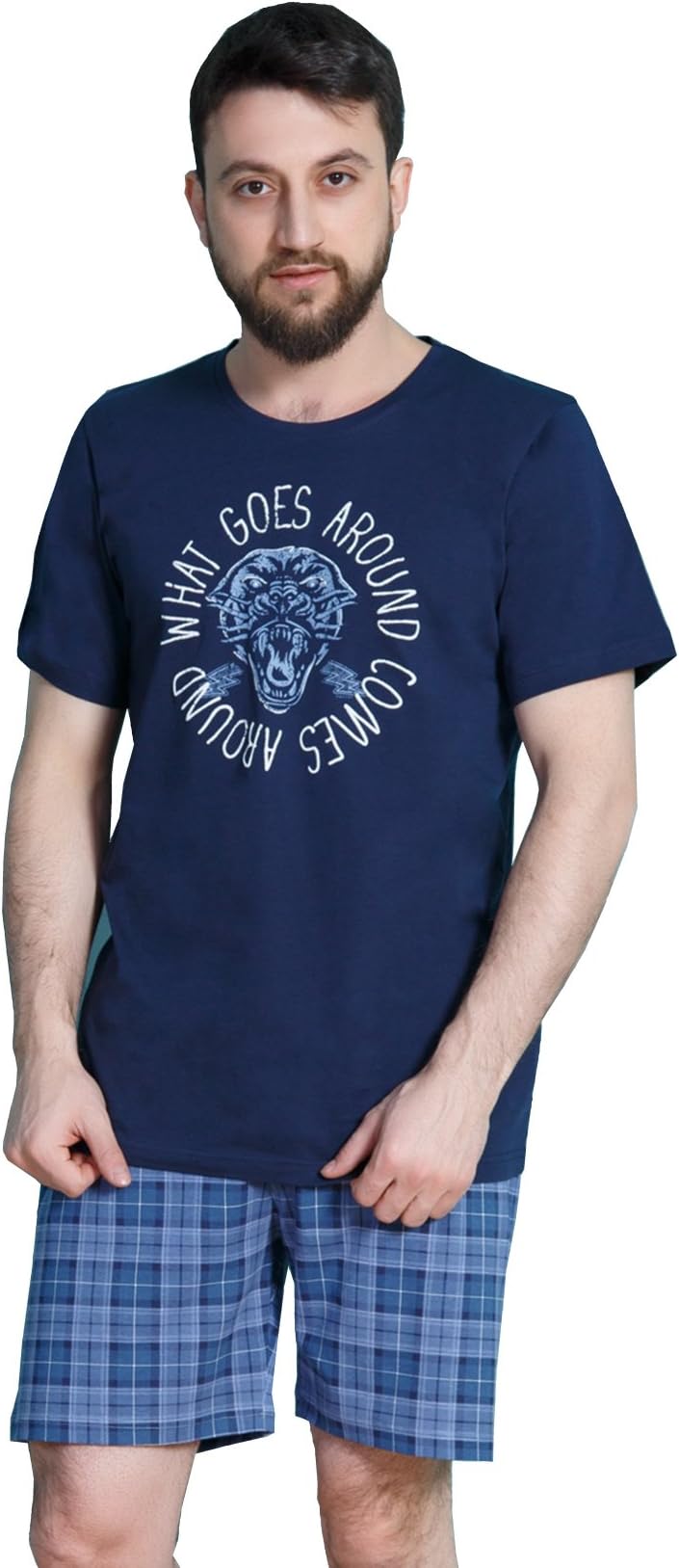 Vienetta Secret Otto Men's Shorty Pyjama Shorty Trousers Blue XL