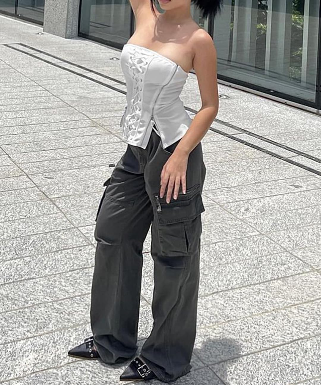 EMMIOL Cargo Pants for Women High Waisted with Pockets Y2K Streetwear Casual Tactical Travel Pants - Image 5