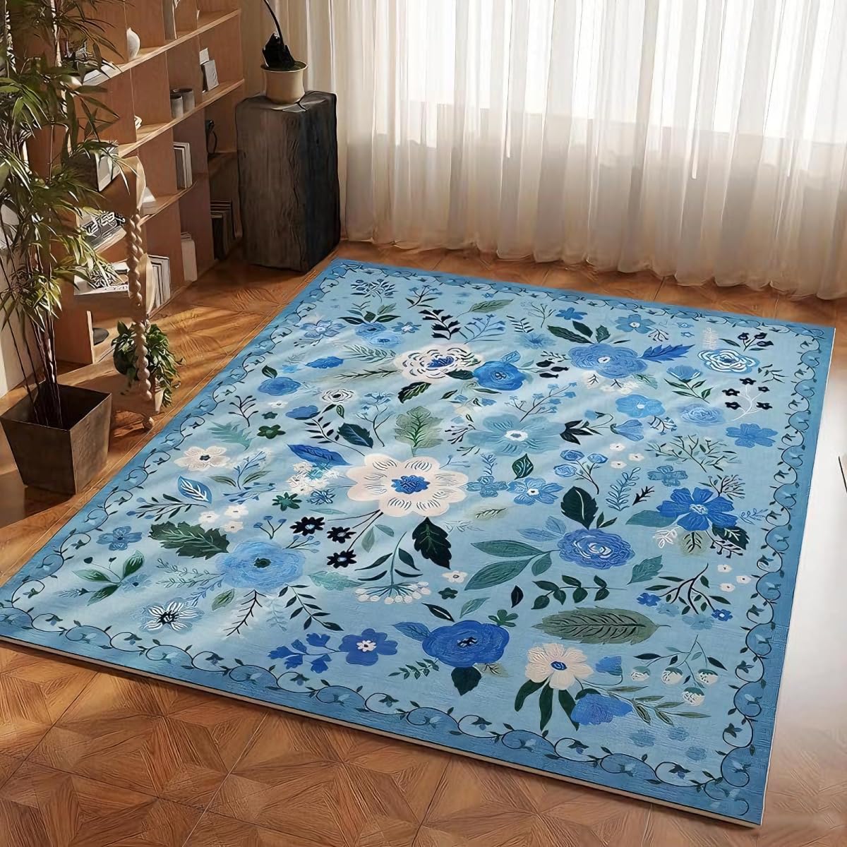 Tapis de sol doux bleu antidérapant pour chambre enfant et salon 100x160