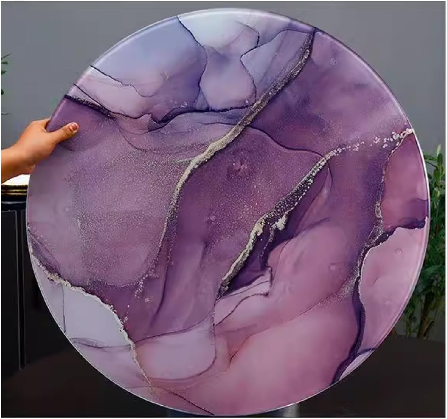 24-40inch Marble Rotating Lazy Susan Tempered Glass Table Top Round,Serving Tray for Dining Table top, Solid Wood Indoor/Outdoor, Suitable for Party Coffee and Side Tables