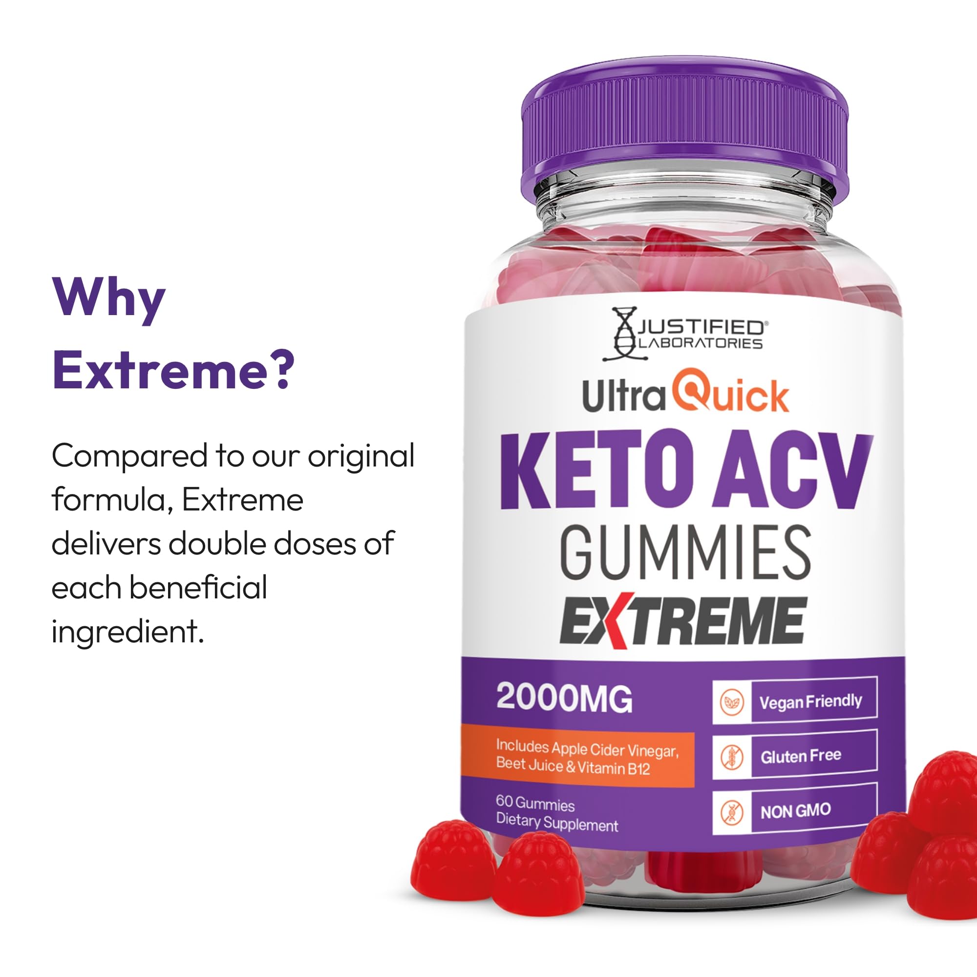 Justified Laboratories Ultra Quick Keto ACV Gummies Extreme (2000 mg) — Amazon image 7