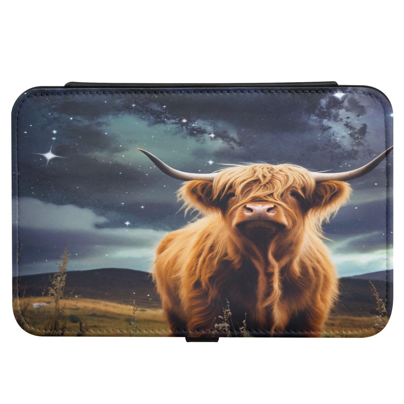 Haskirky Highland Cattle Pattern Jewelry Box Portable PU Leather Travel Jewelry Organize for Women Jewelry Storage Display Holder for Ring, Necklace, Earring