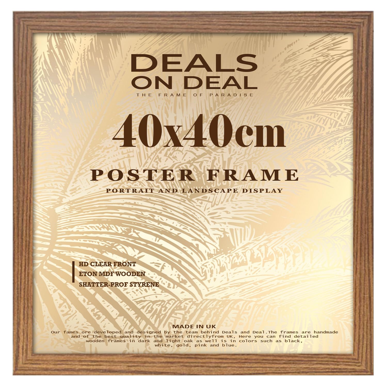 Deals on deal 40x40CM Square Classic Solid Eton Wooden Photo Picture Certificate Posters Frame Wood Wall Frames Clear Styrene Front Home/Office (40x40CM (15.7" x 15.7"), RUSTIC)