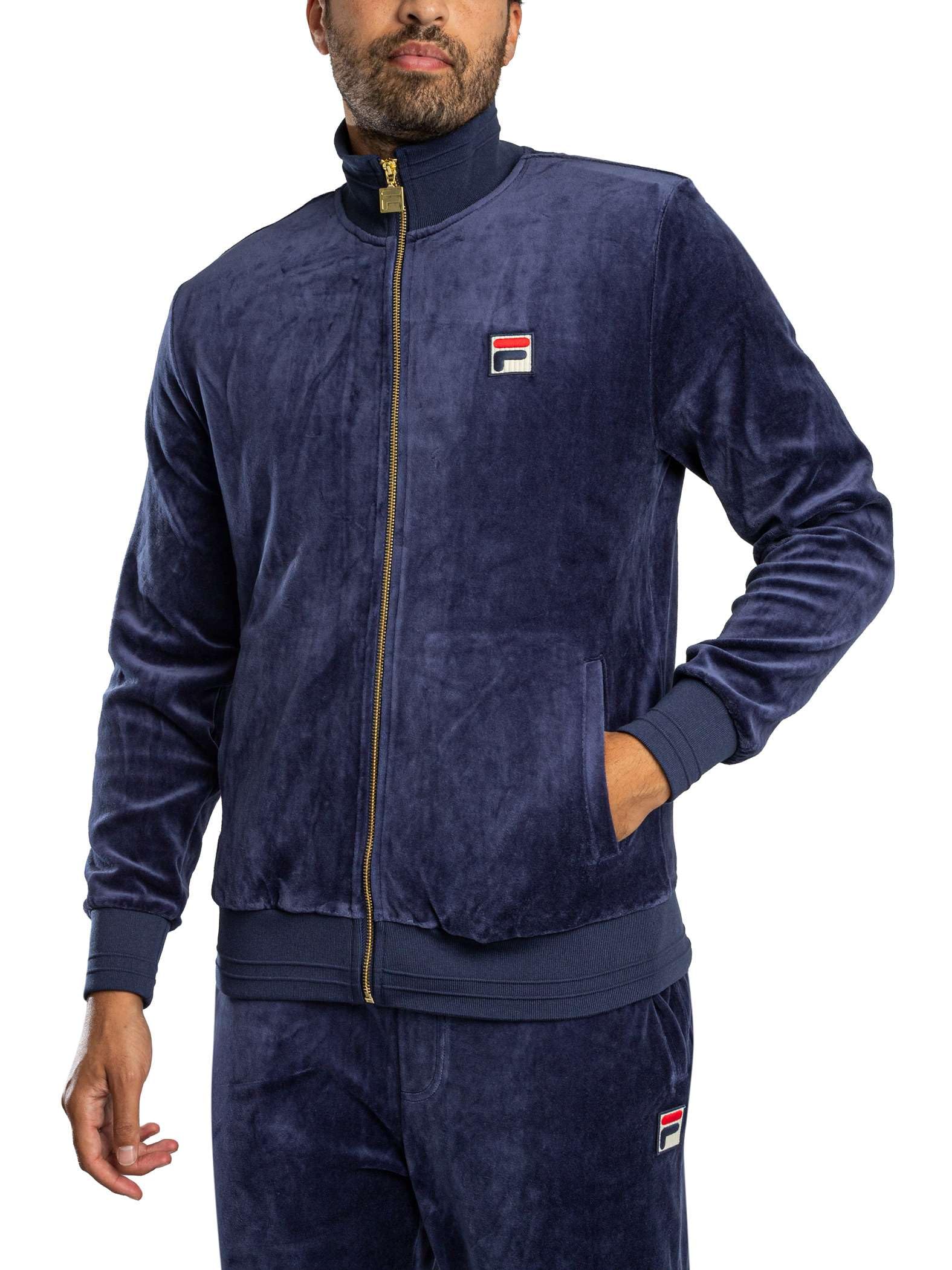 Fila Men's Nero Velour Track Top, Navy
