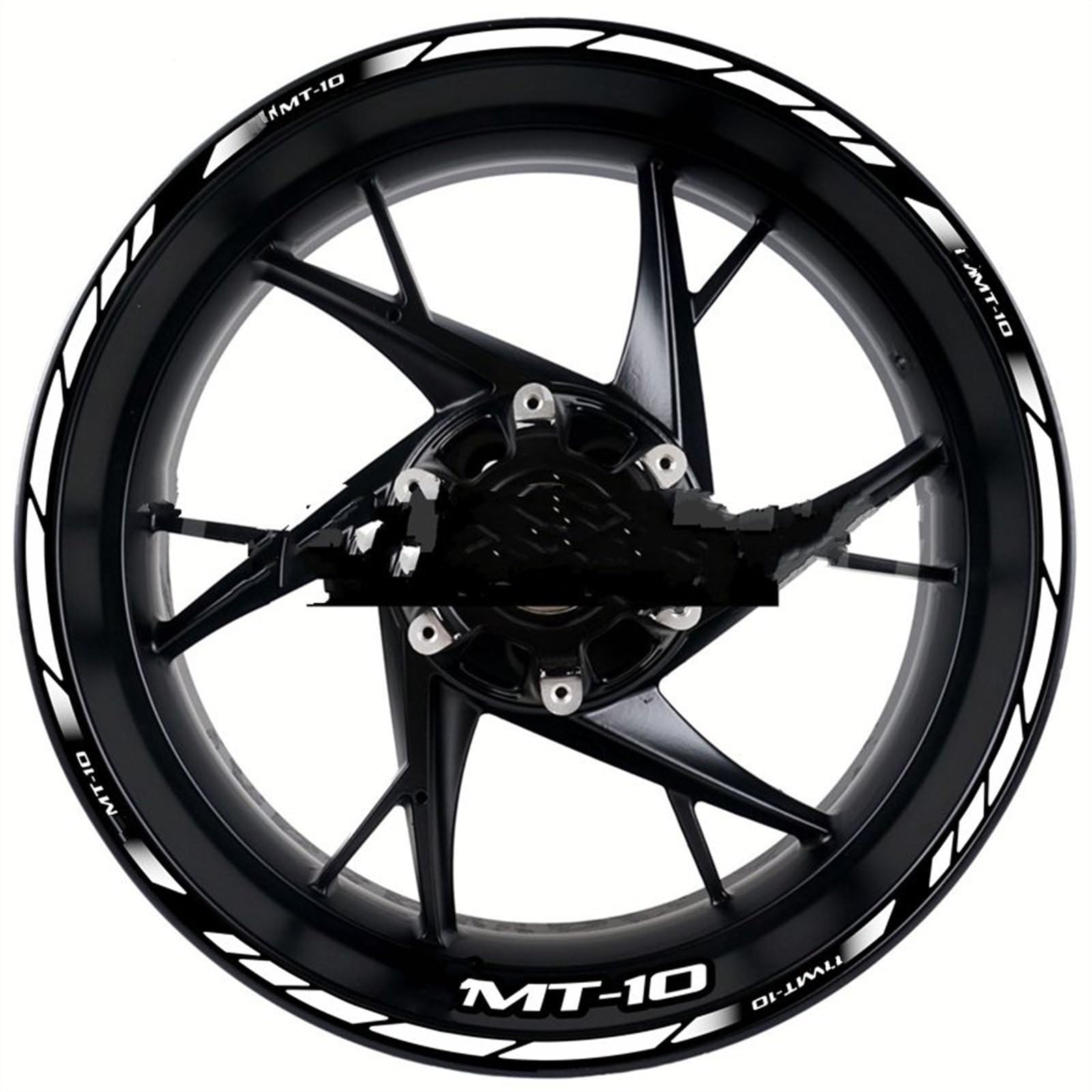 Motorcycle Front and Rear Tire Waterproof Sticker Reflective Stripe Rim Set Decal for Yamaha MT-10 Mt10 Decorative(Color12)