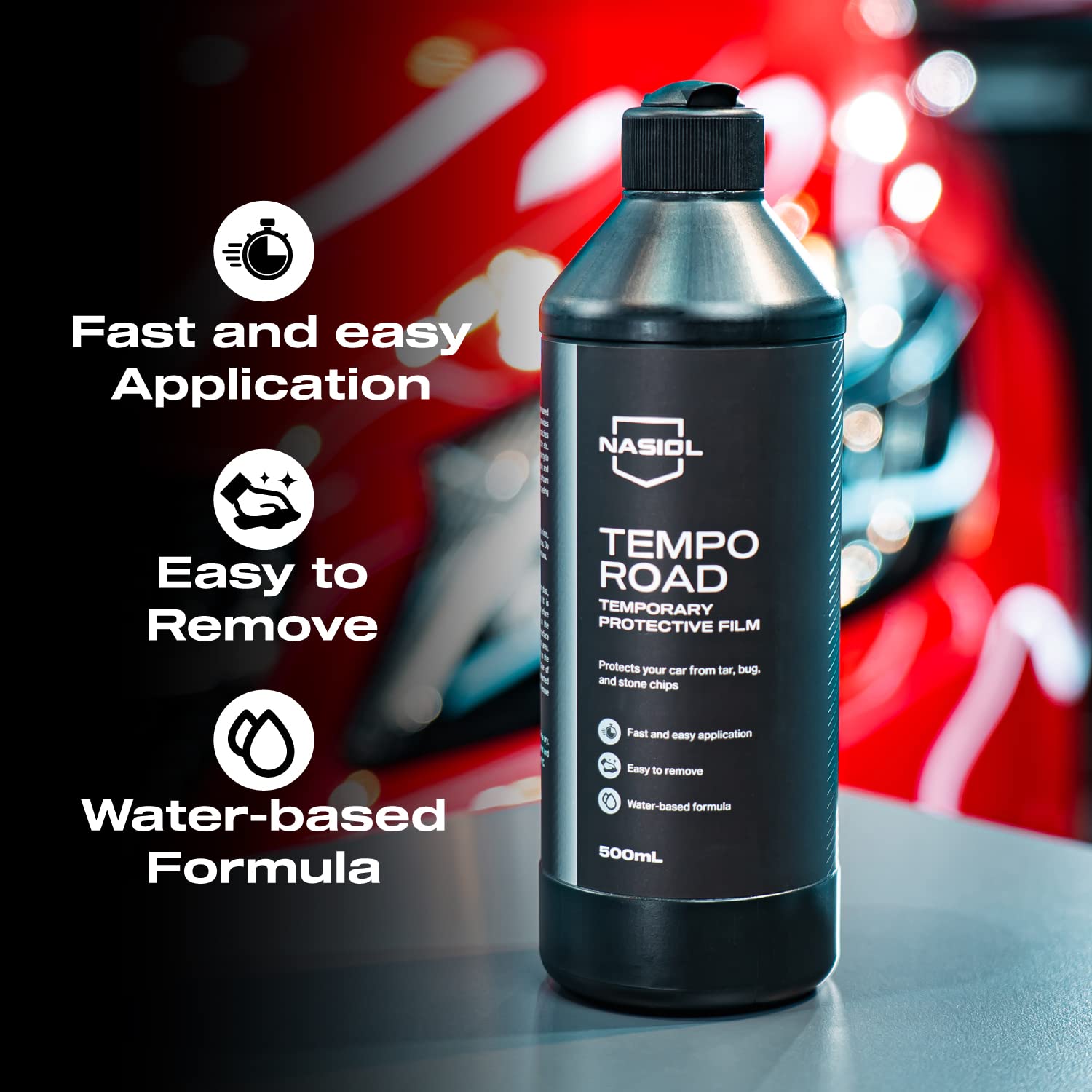 Nasiol TempoRoad Temporary Vehicle and Paint Protective Film-500 mL-Paint Protection Film, Stain Protection, Detailing, Off-Road Vehicle Surface Protector, Water Based Stain Resistant Film