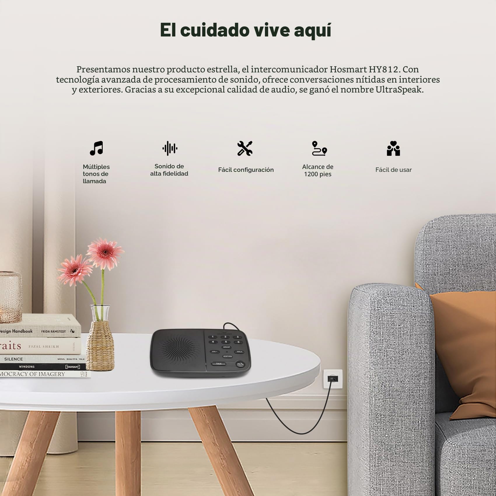 Hosmart Intercomunicador Inalámbrico Dúplex 500m para Hogar y Empresa