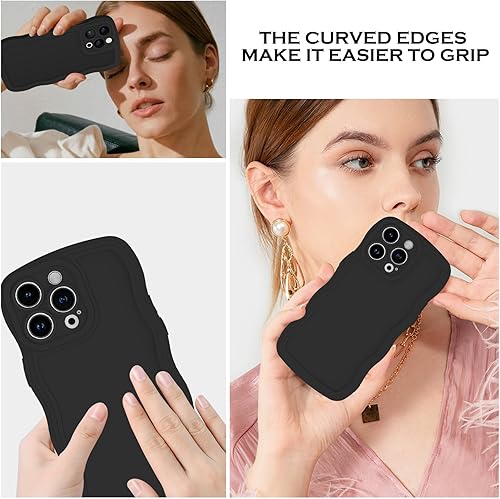 Miniatura 9 de YINLAI Funda diseñada para iPhone 14 Pro Max de 6.7 pulgadas, bonita forma de marco de onda rizada, delgada, suave, parachoques de TPU para mujeres,