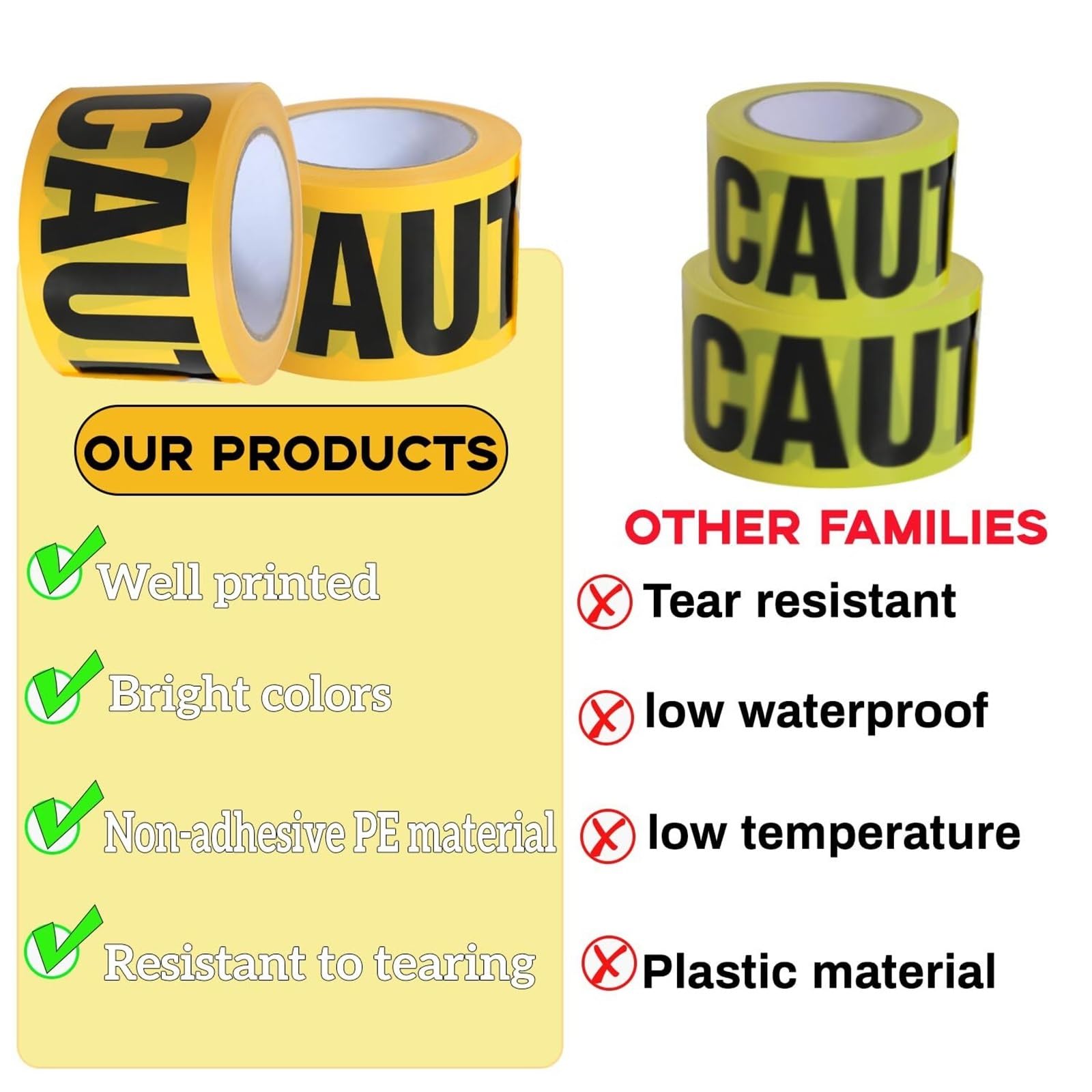 Cinta de advertencia emergencia (3 rollos) for aislamiento, cinta peligro, seguridad for construcción alta resistencia Para Señalización Seguridad