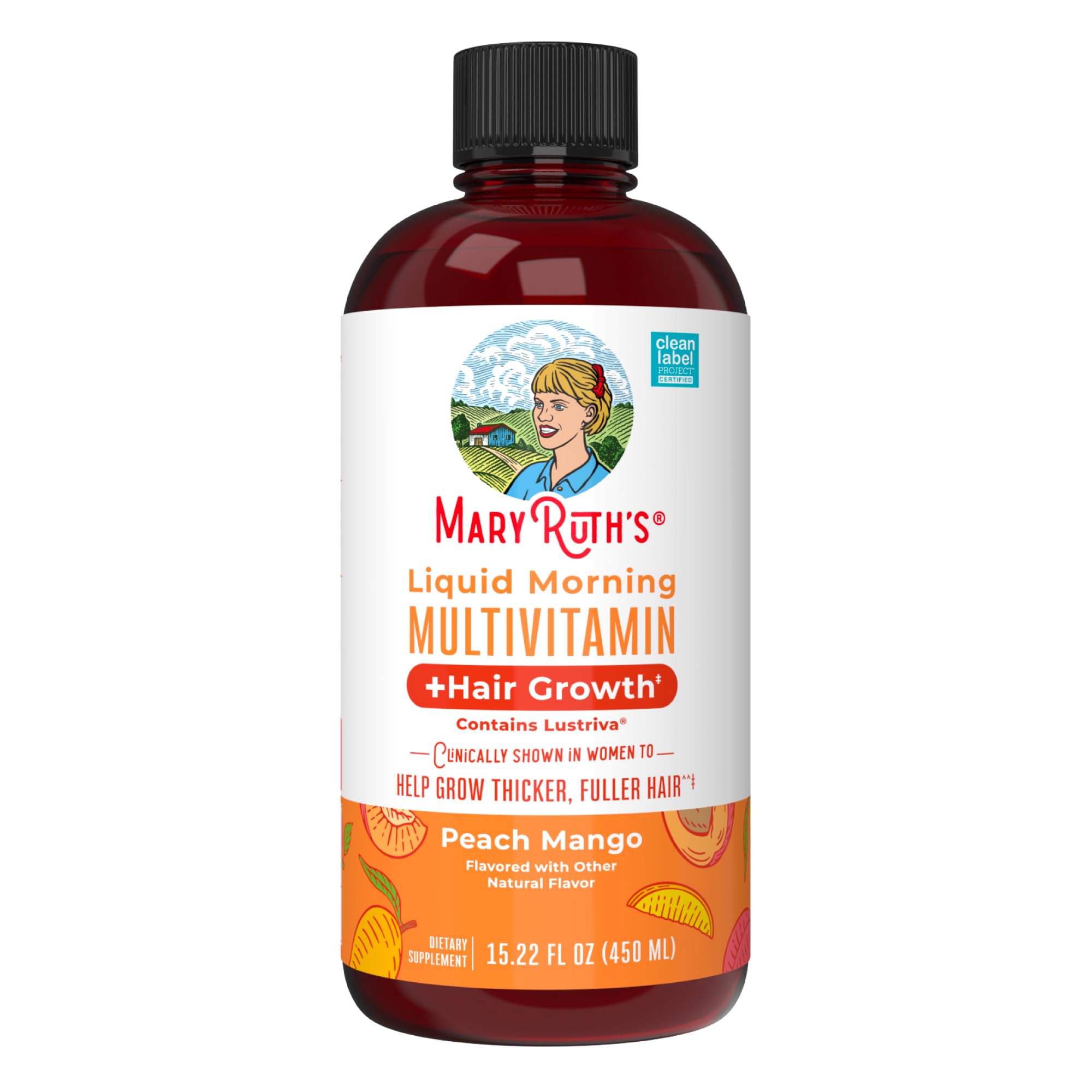 MaryRuth OrganicsLiquid Multivitamin Lustriva® Hair Growth for Women| Biotin 10000mcg | Vitamin D, B |Clinically Tested for Thicker Hair, Wrinkles, Fine Lines, Skin Care| Ages 18 | 15.22 Fl Oz