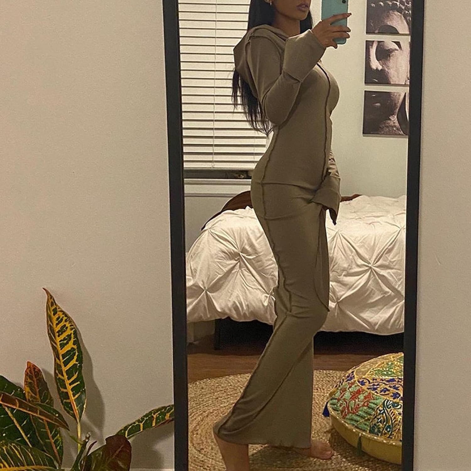 Sexy Hoodie Dress for Women Long Sleeve Bodycon Sweatshirt Dress Casual Maxi Dresses - Image 2