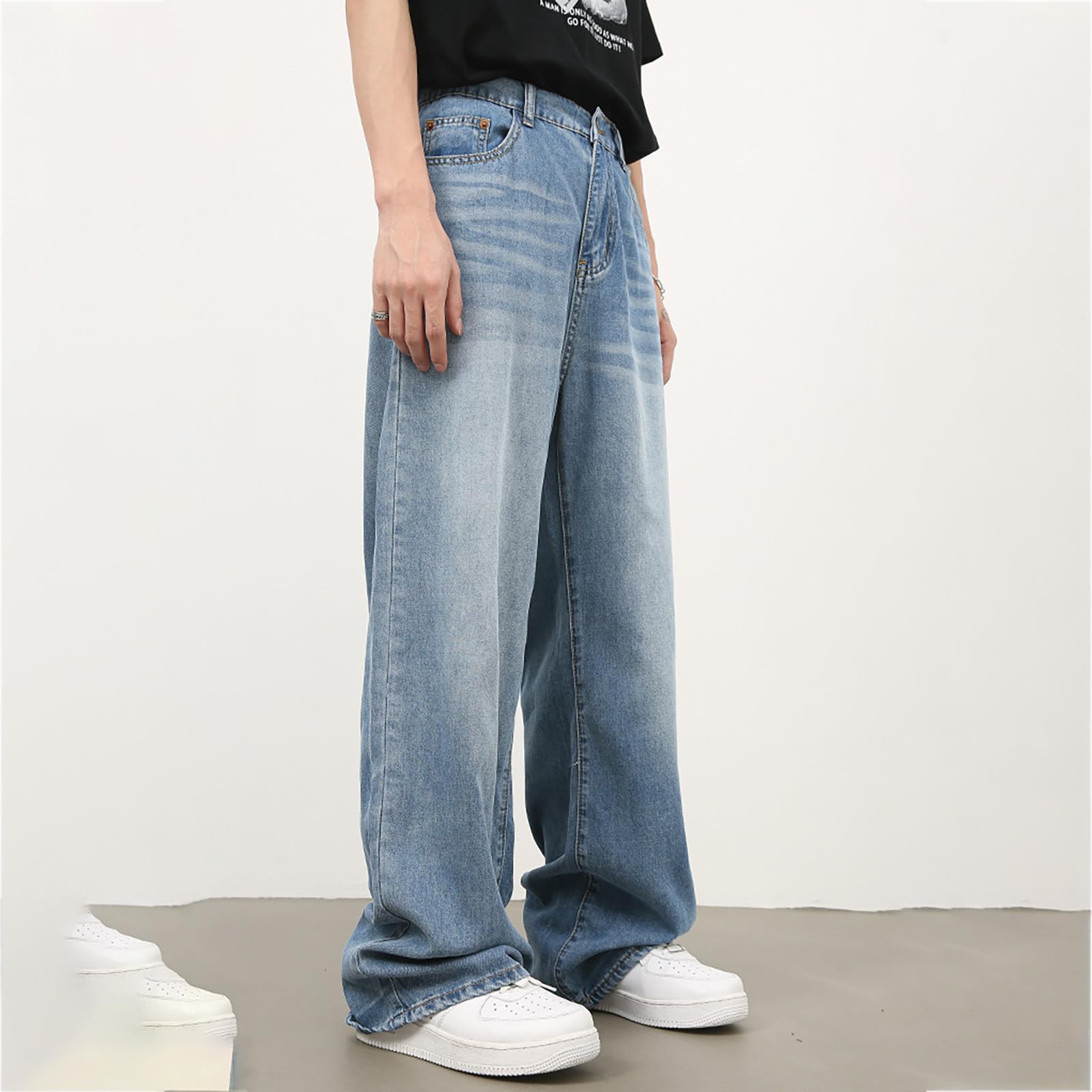 Jeans Baggy Uomo Zampa Invernali Elefante Y2K Slim Pantaloni Flare Larghi Jins Fit Moto Balloon Loose Flared Cargo Salopette