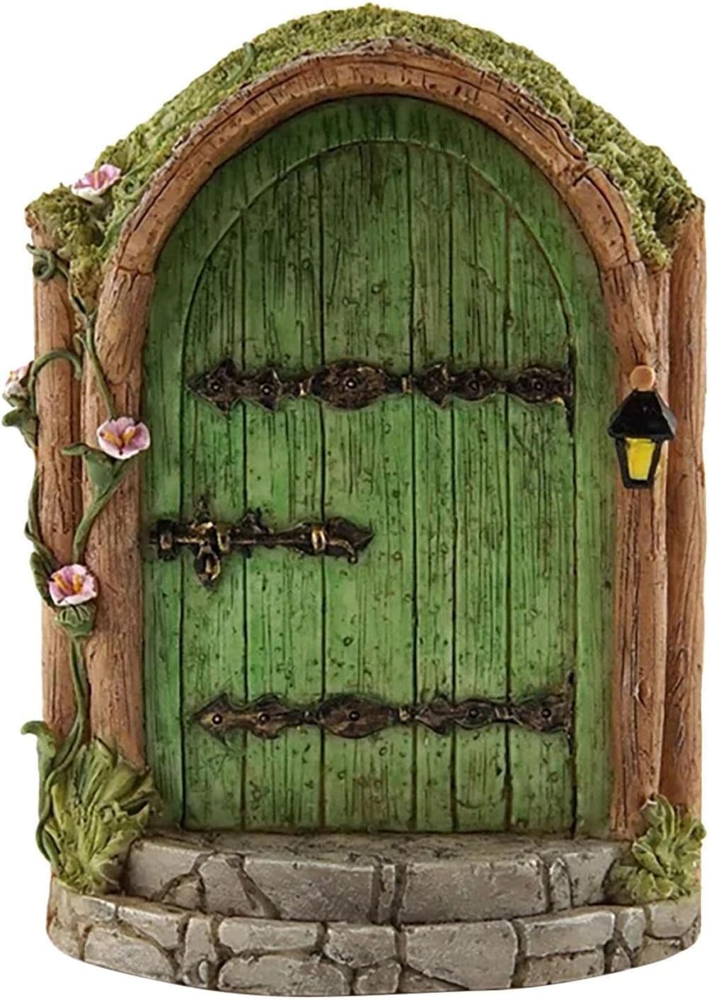 Txuolin Green Fairy Door Wooden Miniature Doors Outdoor Mini Fairy Gnome House Accessories for Tree Trunk Ornaments Garden Miniatures,Garden Sculptures and Statues
