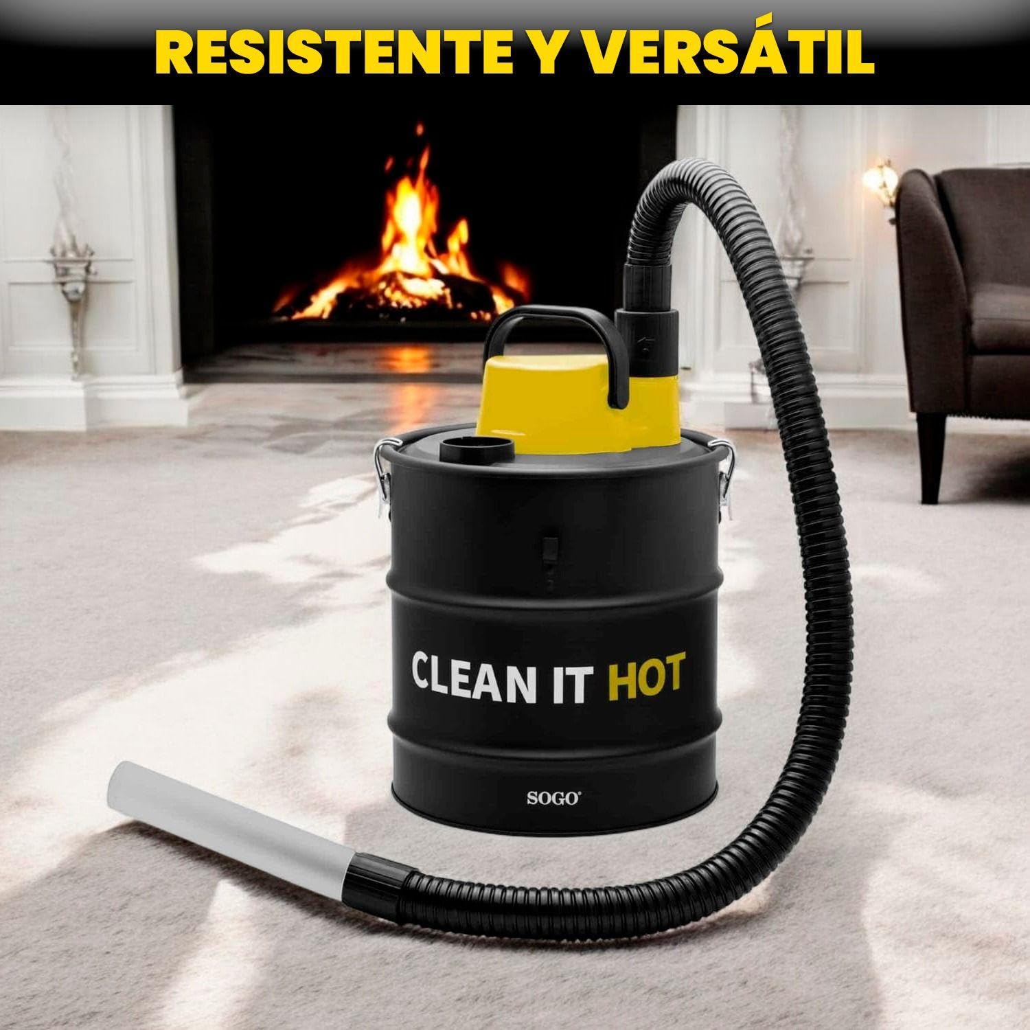 SOGO Aspirador de Cenizas con Función Soplador de 1200W de Potencia y Succión ≥16Kpa - Aspiradora de Cenizas con Filtro Lavable y Manguera Resistente al Calor - Aspirador Cenizas Pellet y Chimenea