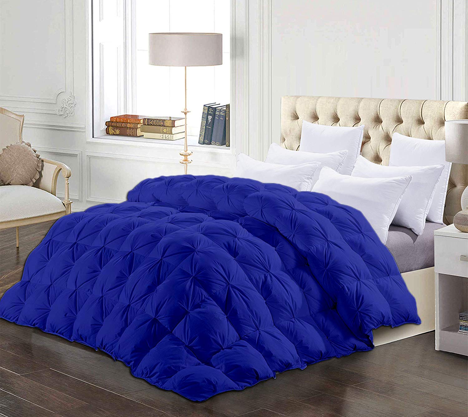 Saferay Green Pinch Comforter Set Super King 3pcs Pinch Plated Style Comforter Set for Women and Men-Soft Warm Lightweight Cotton Comforter for All Season (Royal Blue,110x96)