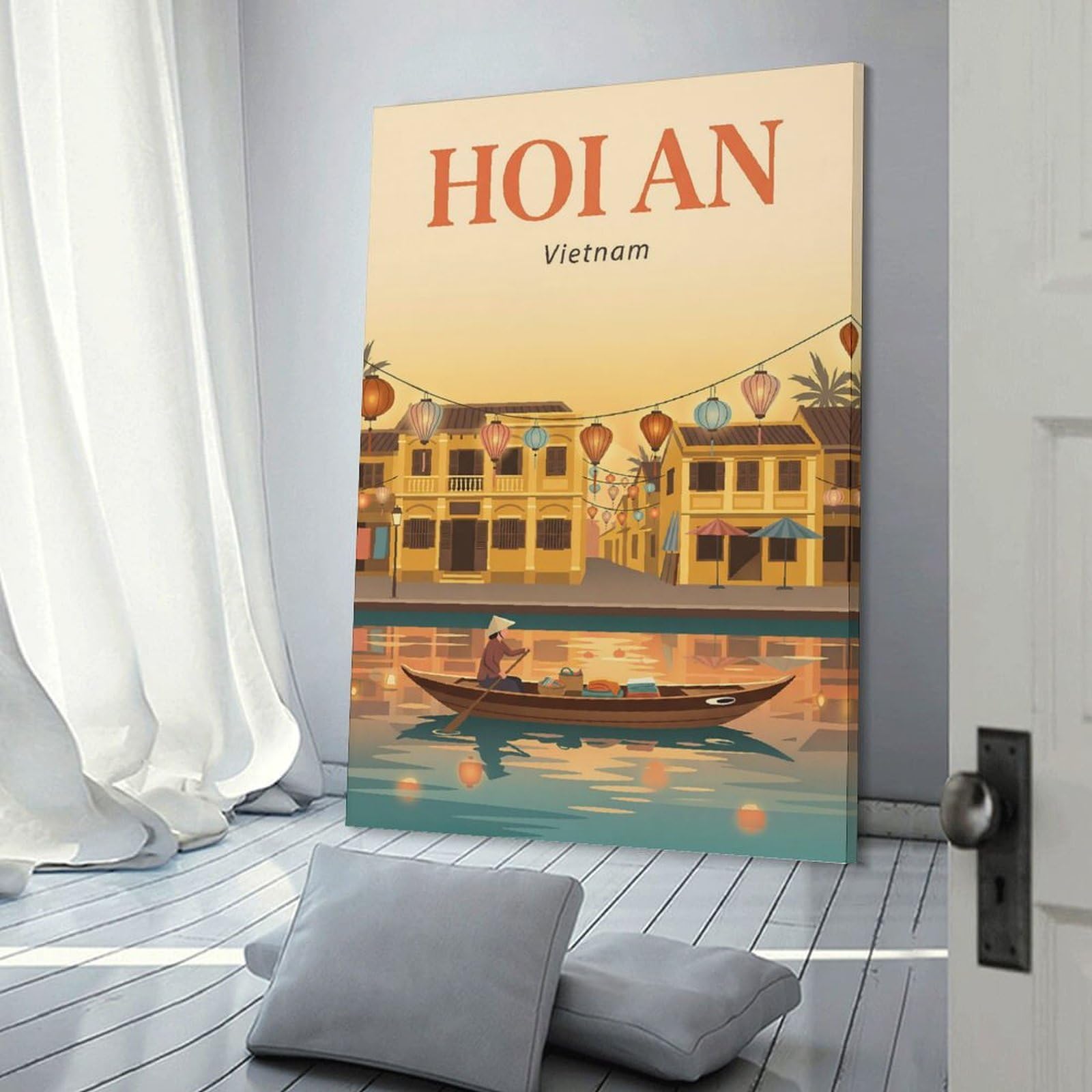 Junmoney Wall Art Print Hoi An Vietnam, 24x36inch(60x90cm), for Bedrooms, Workspaces And Everyday Interiors, Stylish Home Artwork for Focal Walls