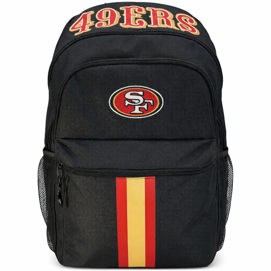 NFL San Francisco 49ers Backpack – Triple Stripe Wordmark Design with Keychain