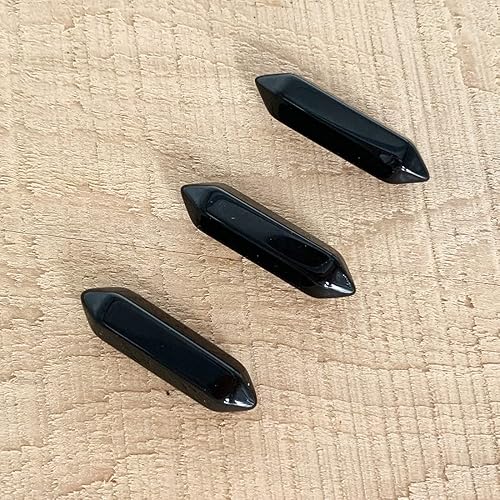 Miniatura 3 de YGLINE Varitas de cristal de obsidiana negra Reiki Chakra piedra señalada prisma facetada (obsidiana)