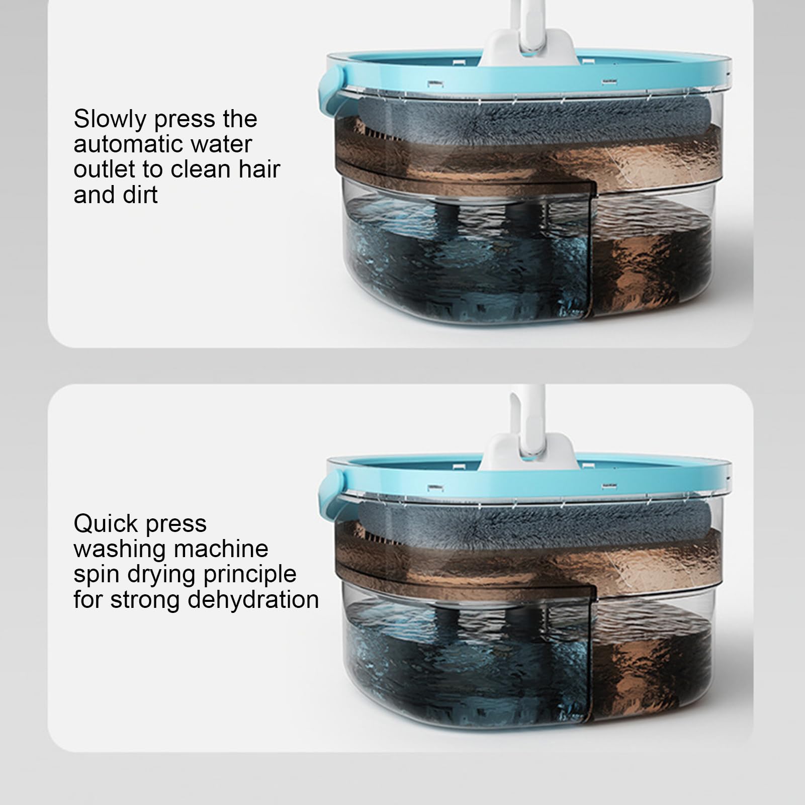 Fregona Y Cubo Herramientas Para Limpieza De Suelos Con Separación De Aguas | Juego De Fregona Y Cubo Con Escurridor Para Salón Comedor Cocina Baño Y Estudio De Madera