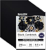 SANZIX Black Cardstock Paper 8.5x11 80lb Heavyweight 30 Sheets - Printer Paper for DIY Cards, Scrapbooking, Calligraphy, Invitations & Halloween Decor