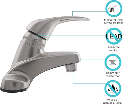 Miniatura 2 de Grifo de lavabo RV de una palanca Dura Faucet grifo para baño RV para casas rodantes modernas de distintos tipos, Níquel satín cepillado (Brushed