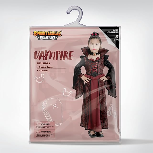 Foto 7 de 7 de Spooktacular Creations Disfraz de vampiro real de Halloween para niñas, fiesta de disfraces de Halloween…