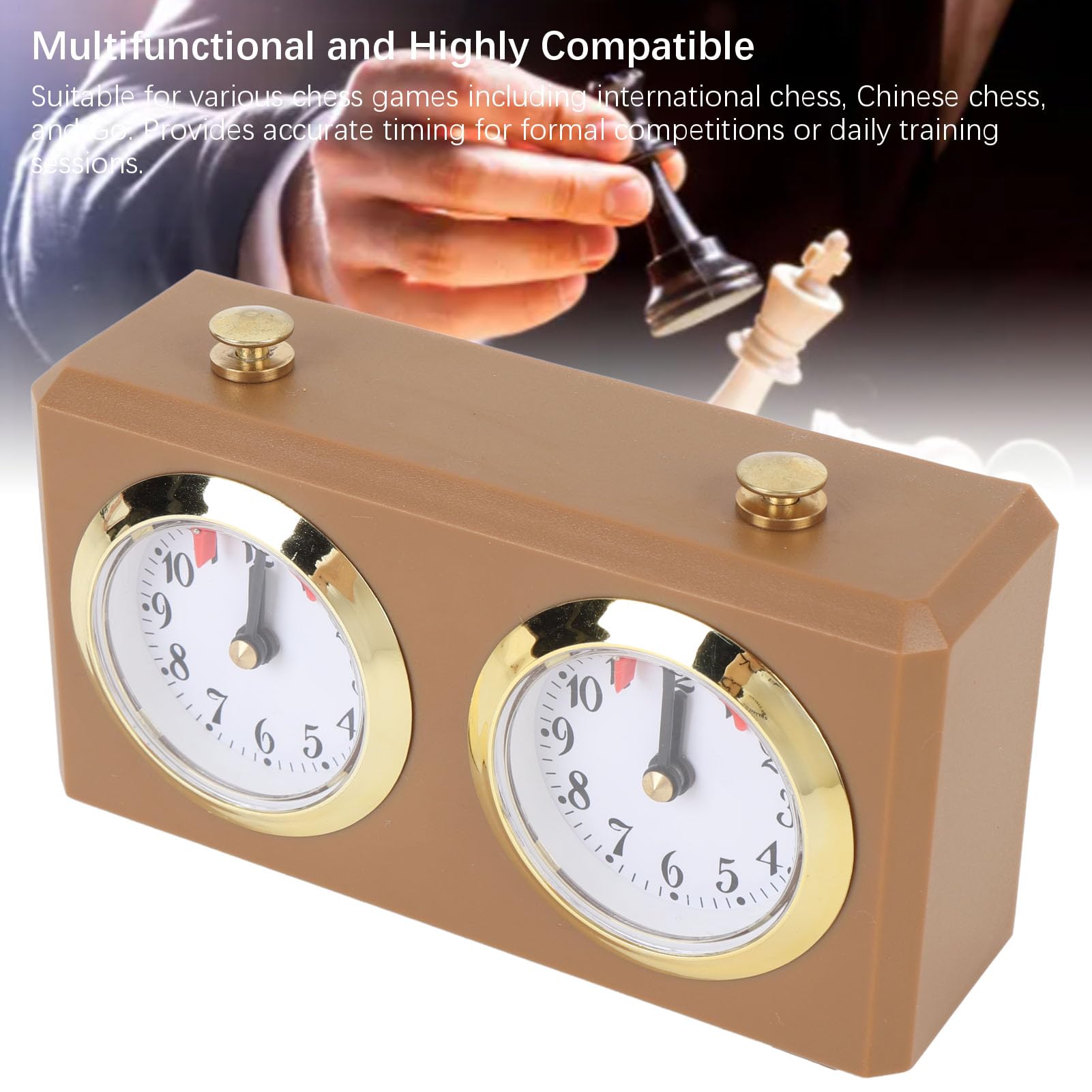 RiToEasysports Orologio da Scacchi, Classico Timer di Scacchi Meccanici Analogici di Wintage Up con Quadranti Adatti per Weiqi (Tan)
