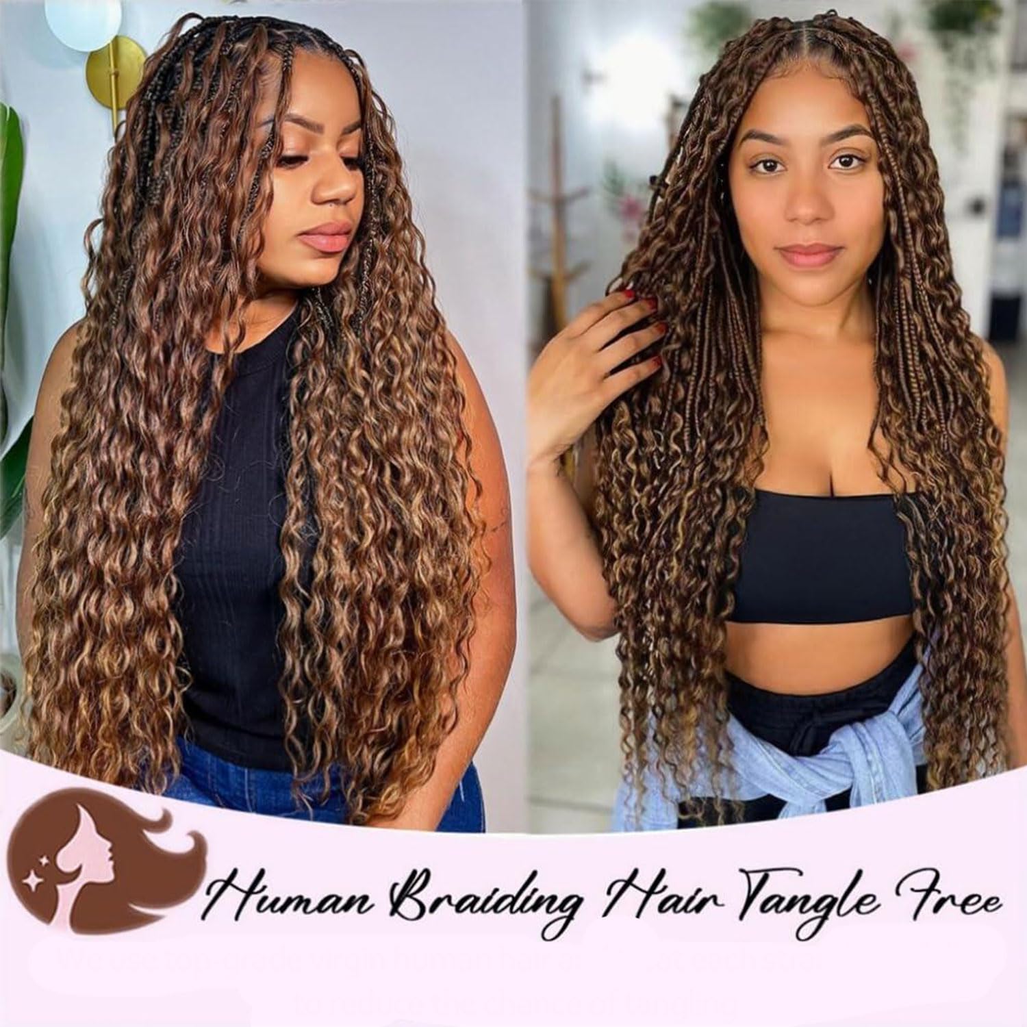 Chocolate Brown Human Braiding Hair For Boho Braids 4# 100g Water Wave Bulk Human Hair for Braiding 12A No Weft Curly Human Hair Extensions Wet and Wavy Boho Hair for Braiding (4#-Water Wave, 20 Inch)