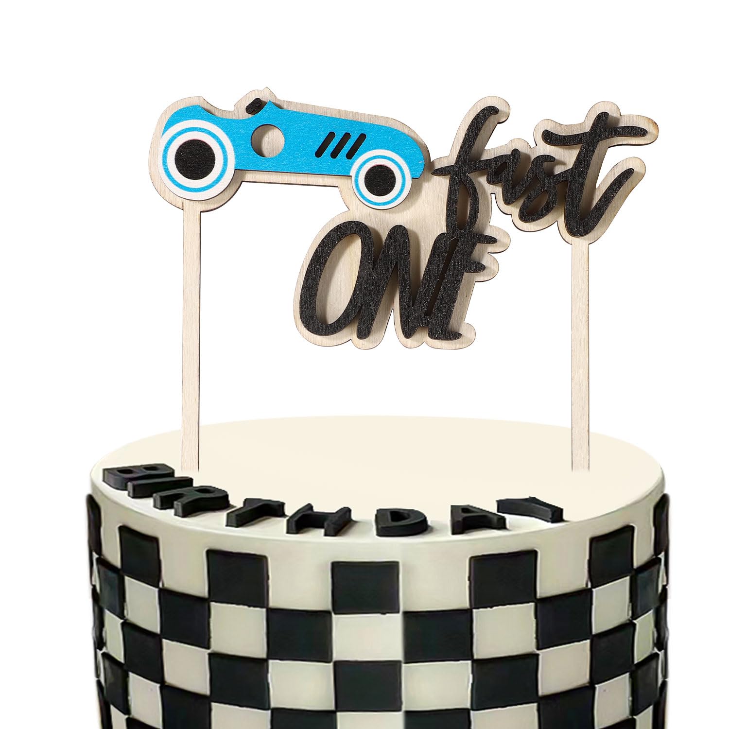 Amazon.com: Fast One Birthday Cake Topper, Wooden Car Cake Topper