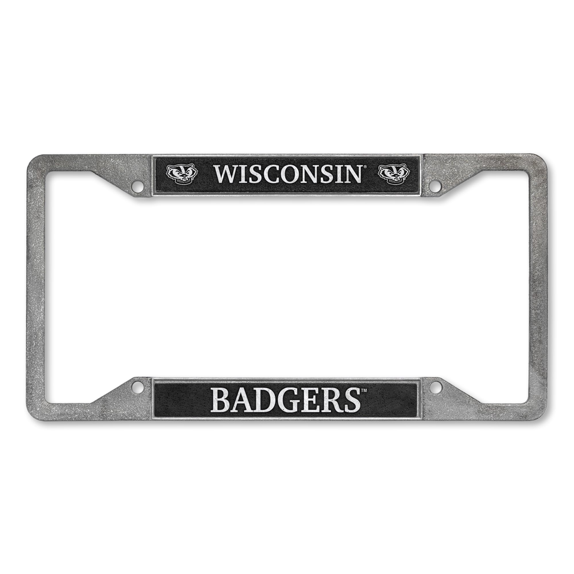 Rico Industries NCAA Wisconsin Badgers Pewter License Plate Frame 12" x 6"