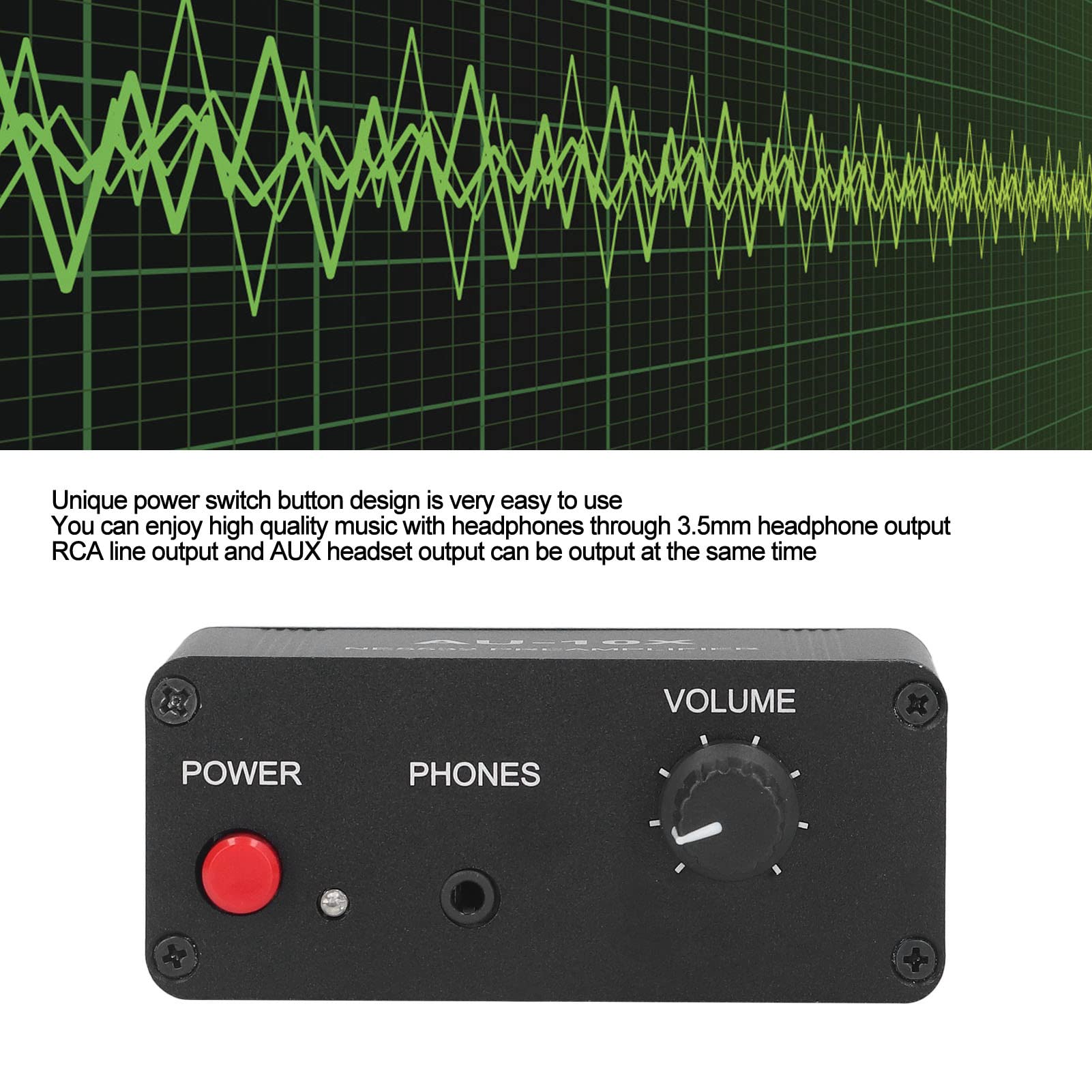 Mini Preamplificador Estéreo, Amplificador de Auriculares de 20 DB con Diseño de Enchufe Enchufable, Preamplificador de Sonido HiFi de Metal para Grabación, Fiestas, Eventos de Escenario en Vivo