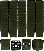 100 Pack of 2 Inch Square Plastic Flower Pots with Labels for Starting Seedlings, or Succulents (100, Green) - coolthings.us