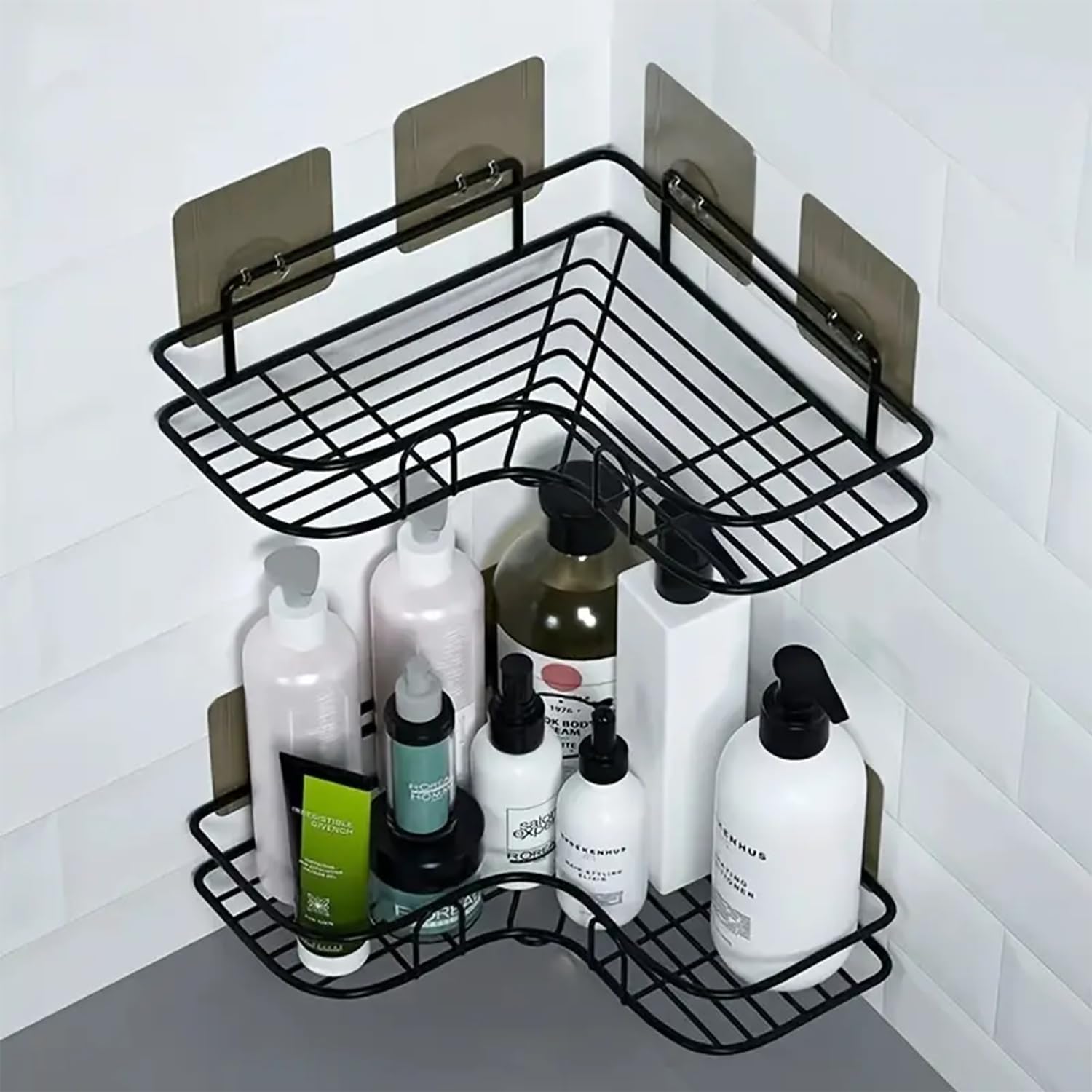 2Pcs Punch Free Shower Corner Caddy Toilet Corner Shelf